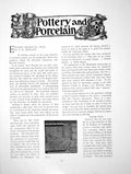 Old Antique Print English Mediaeval Tiles Lady In Bed FloralPages 1904