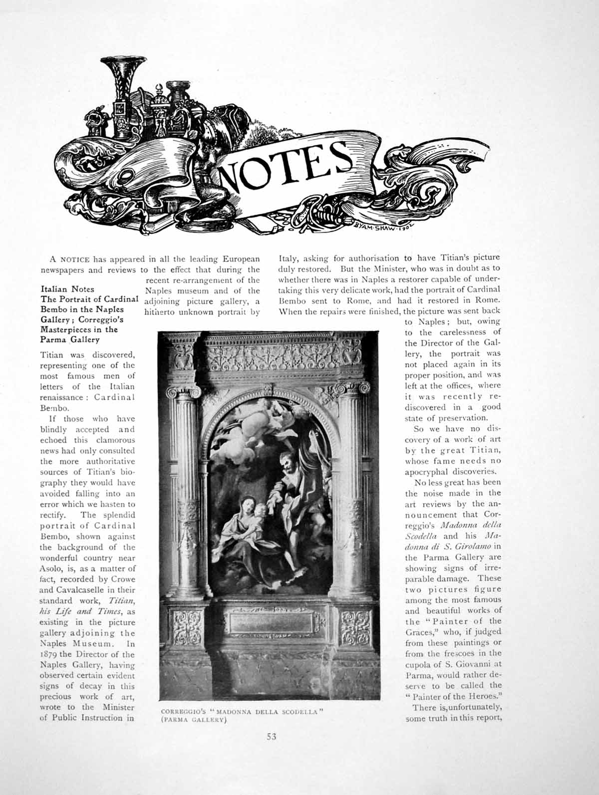 Antique Old Print Correggio'S Madonna Della Scodella Ivory BoxPages 1904