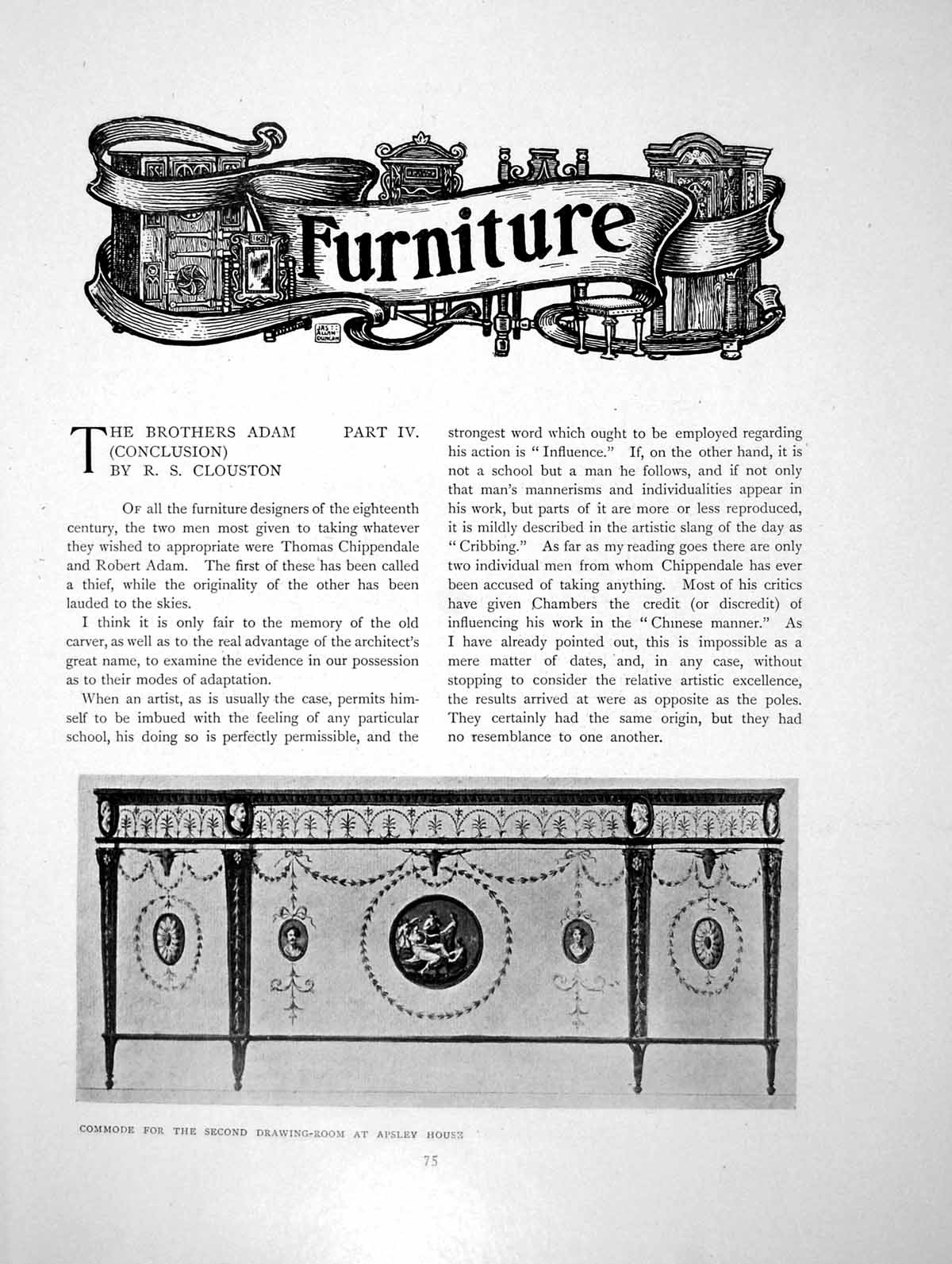 Antique Old Print Furniture The Brothers Adam Part Iv ConclusionPages 1904