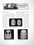 Old Antique Print Japanese Faces Kaminali God Thunder ShokiPages 1904