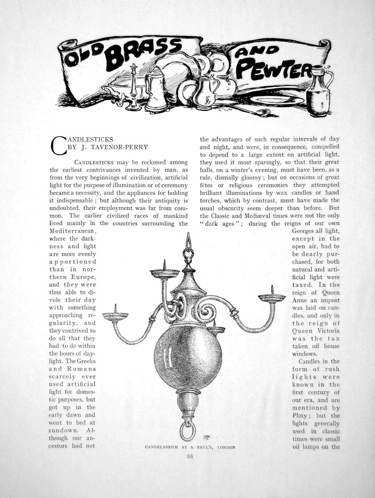 Old Antique Print Candlesticks Candelabrum St. Paul'S LondonPages 1904