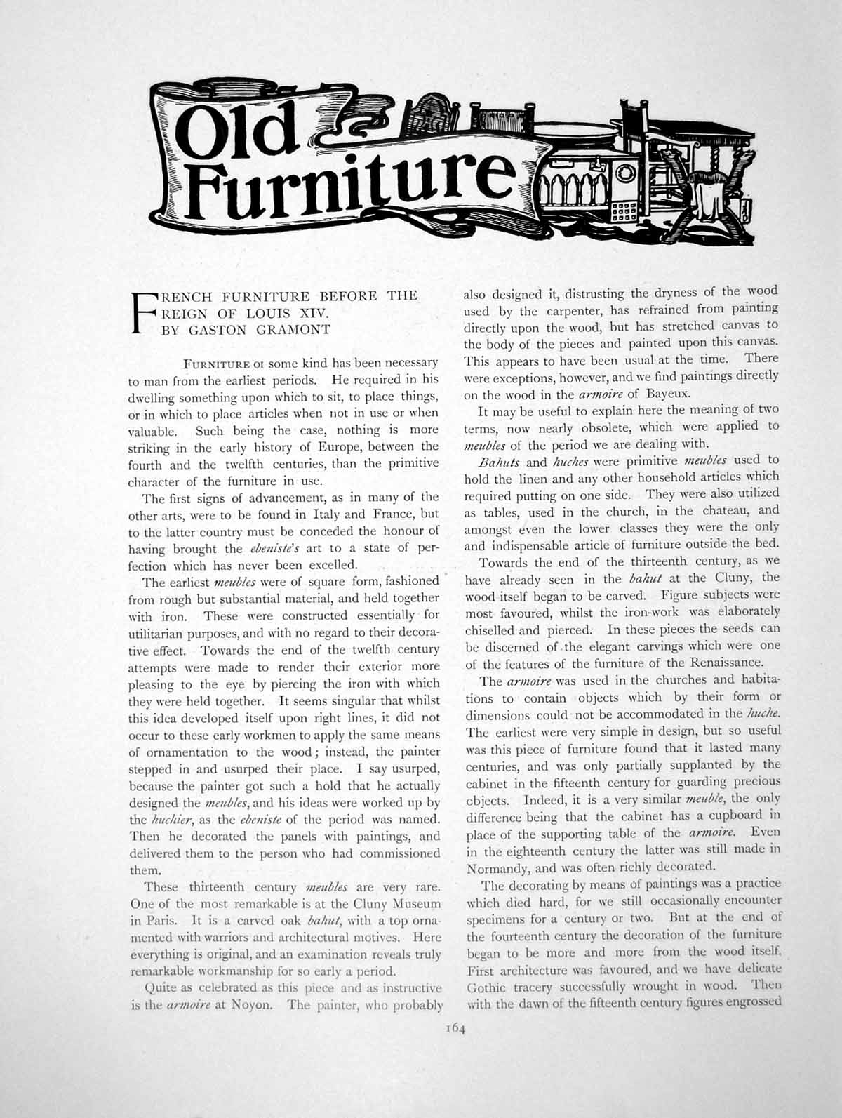Antique Old Print French Furniture Before The Reign Louis XivPages 1904