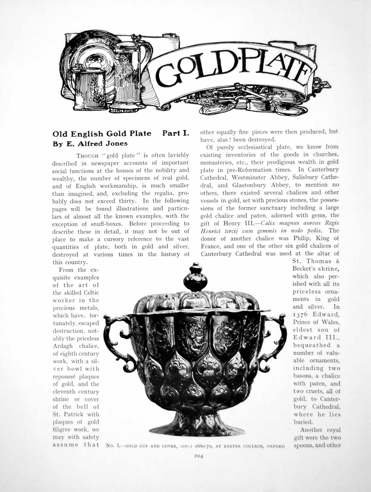 Original Old Antique Print English GPlate Part I Cup And CoverPages 1904