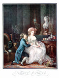 Antique Old Print L'Amant Ecoute Gentleman Bended Knee Lady Listening 1904 20th