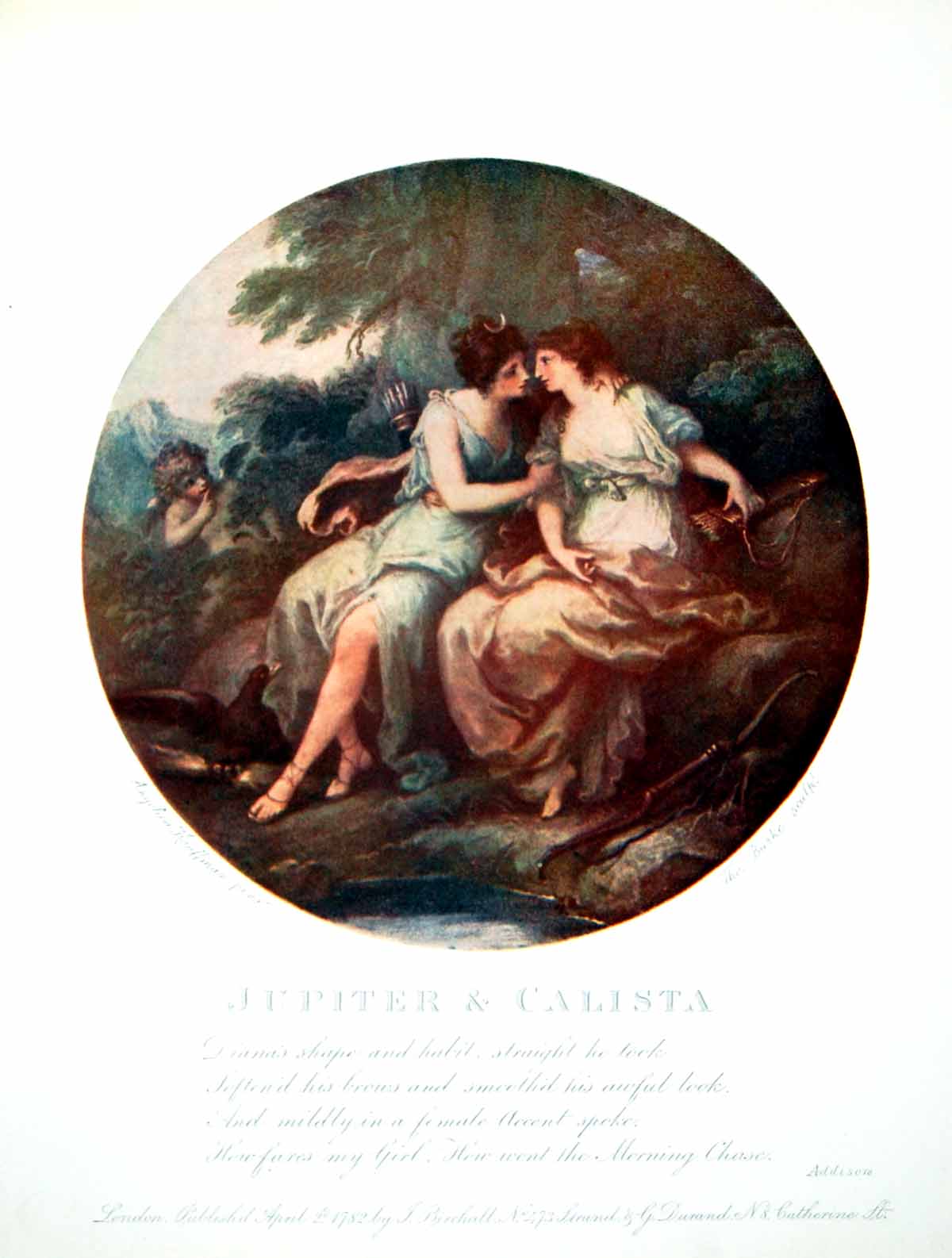 Old Print Jupiter And Calista Seated On Rocks Outside Beneath Trees 1904 20th