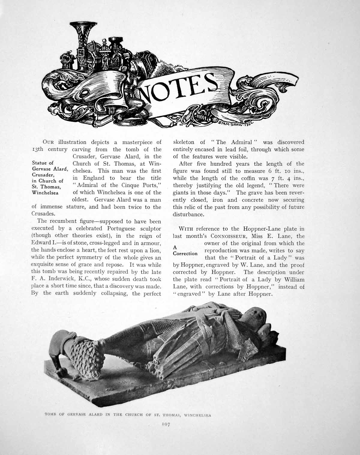 Old Antique Print Notes Stautue Crusader Food Vessels BadgePages 1905