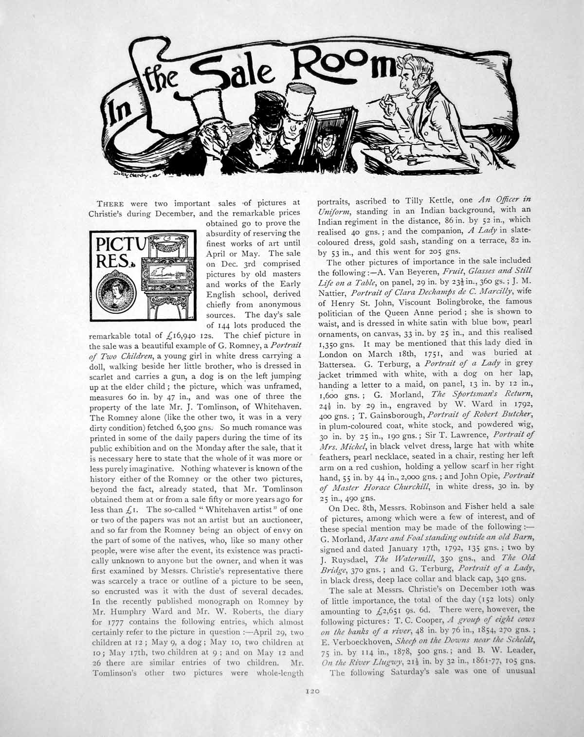 Antique Print Sale Room Pictures Men Top Hats Auctioneer BooksPages 1905