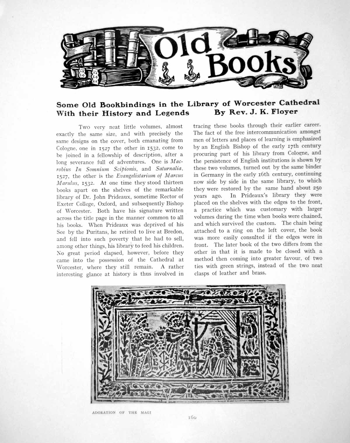 Old Antique Print Bookbindings Library Worcester CathedralPages 1905