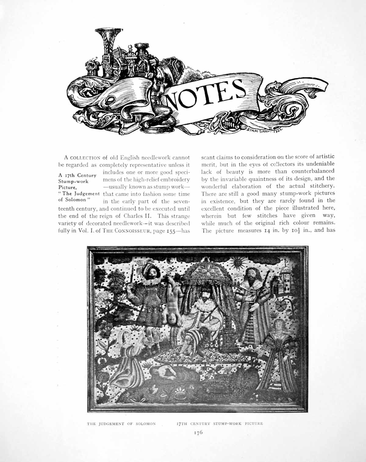 Old Antique Print Notes Stumpwork Picture Head Pergamos CupPages 1905