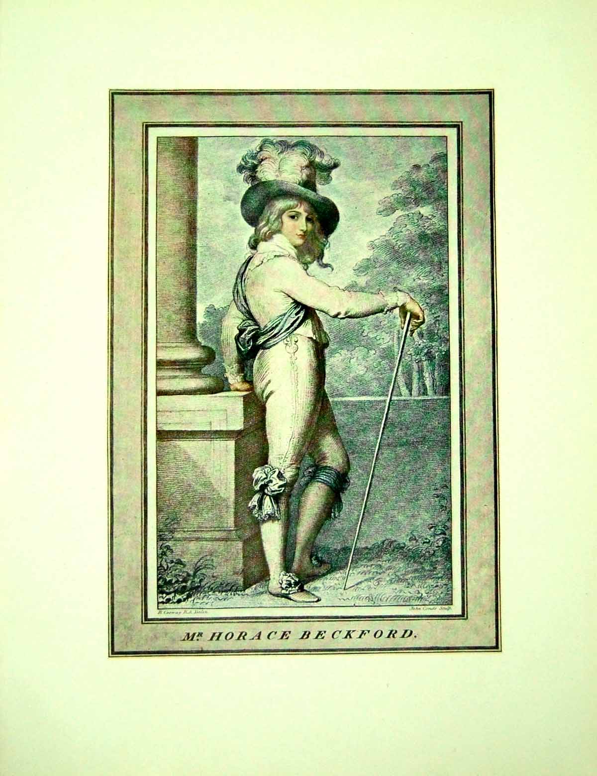 Old Antique Print Mr Horace Beckford Dapper Man Plumed Feathered Hat 1905 20th