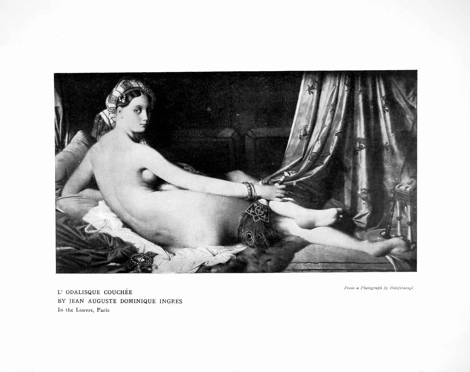 Old Antique Print L' Odalisque Couchee Jean Auguste Dominique Ingres 1905 20th
