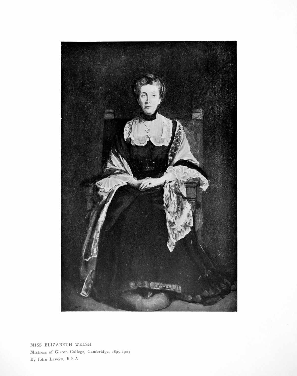 Antique Old Print Miss Elizabeth Welsh Mistress Girton College Cambridge 1905