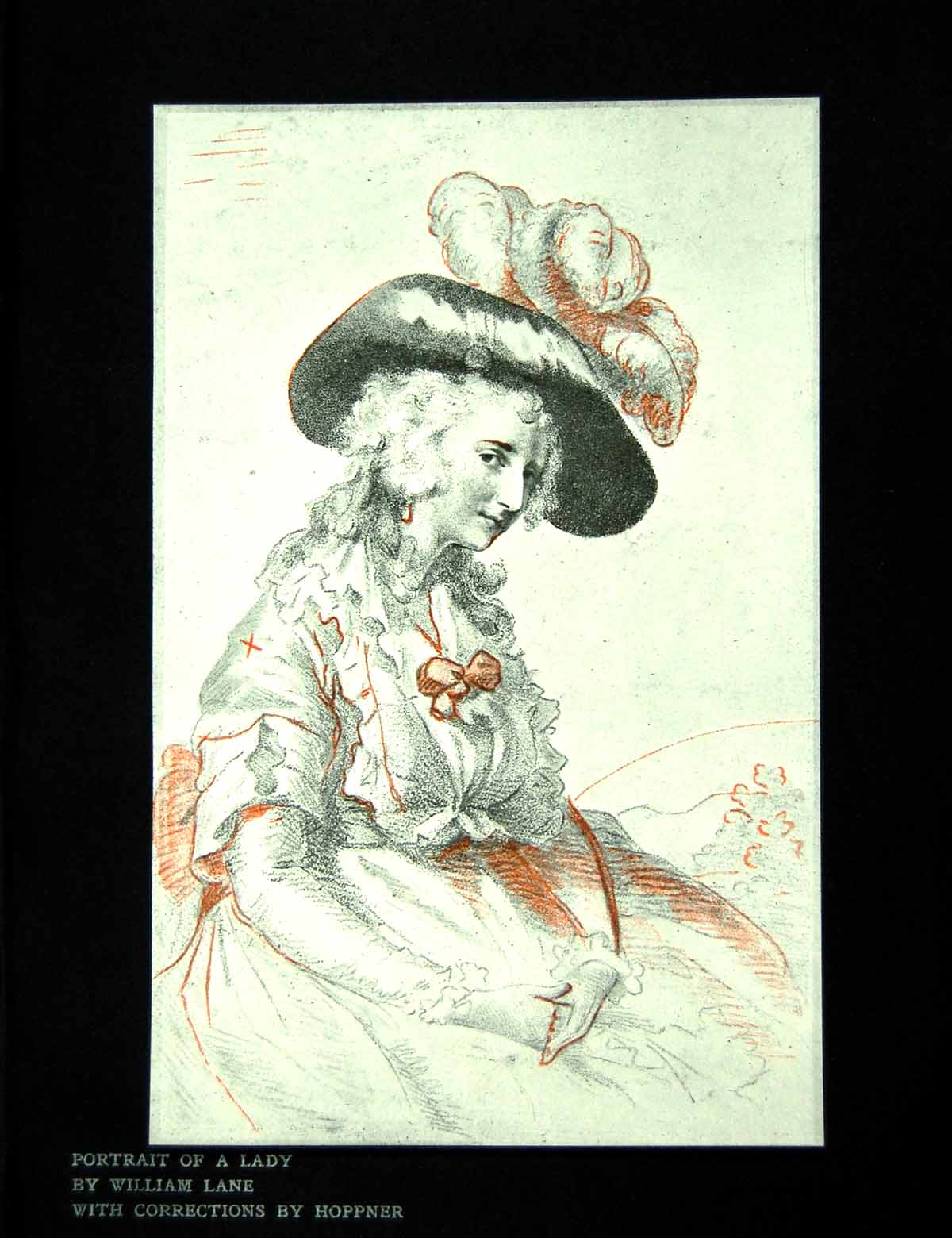 Antique Old Print Portrait A Lady By William Lane Corrections By Hoppner 1905