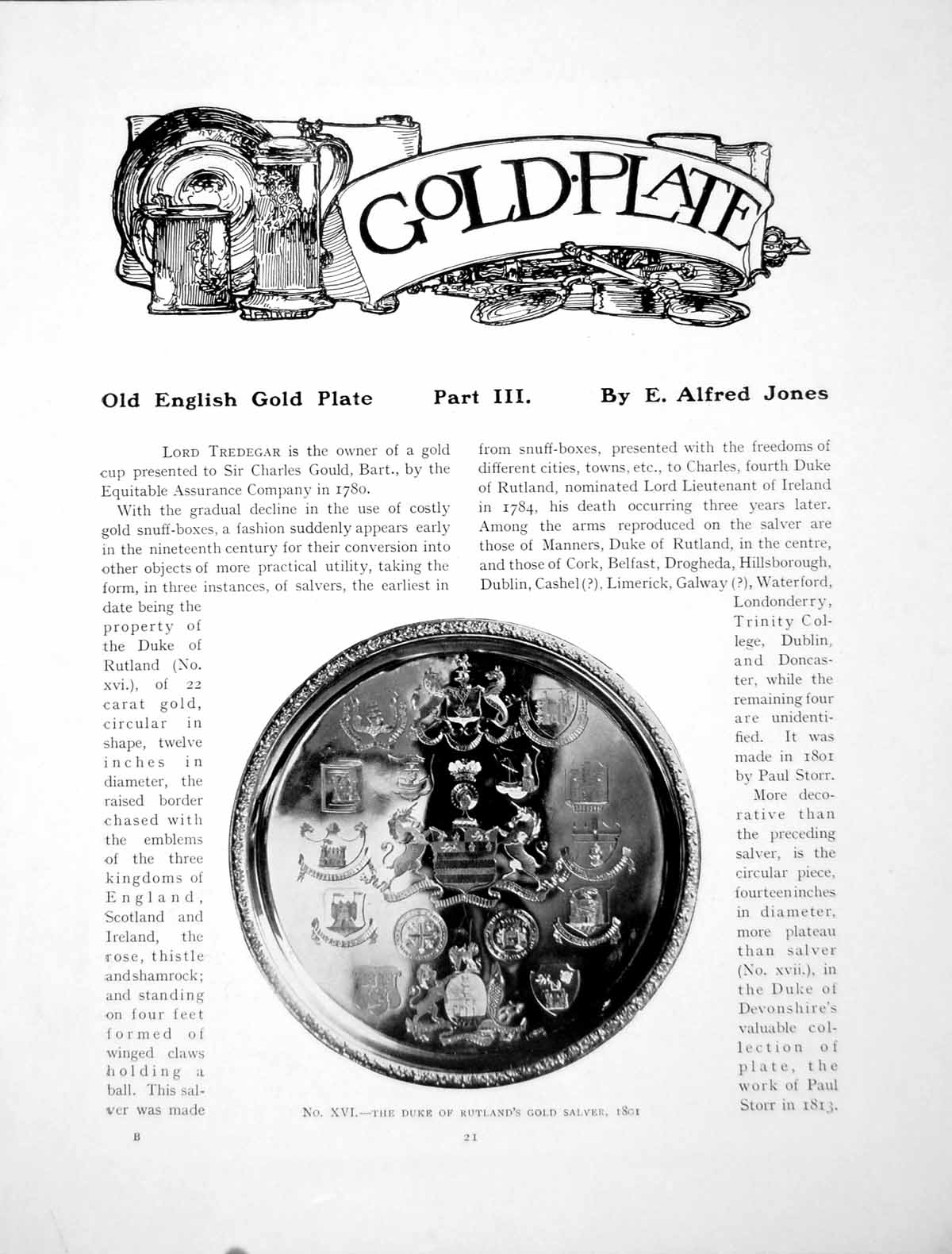 Antique Old Print English GPlate Part Iii Duke Rutland'S SalverPages 1905
