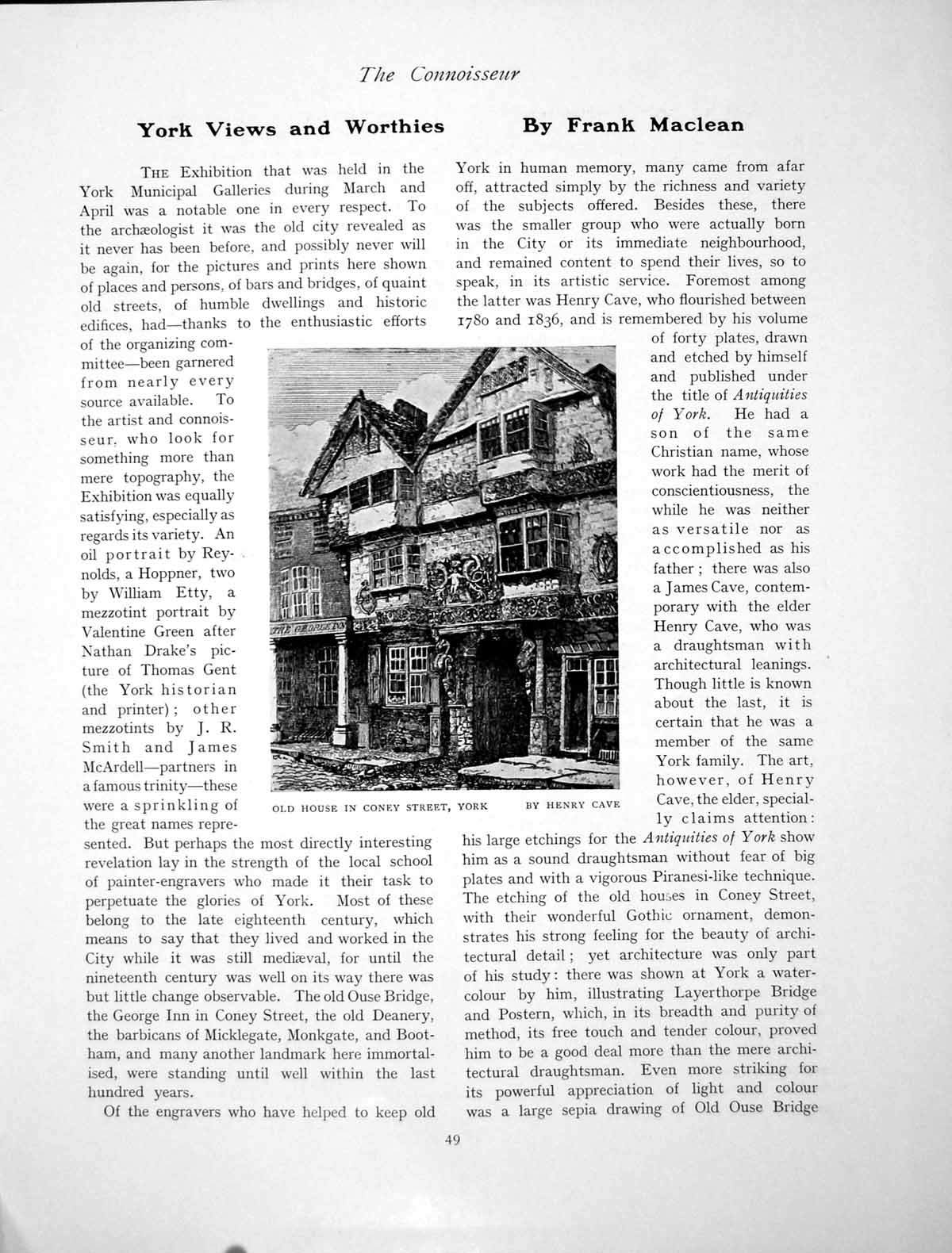 Antique Old Print York Views Worthies House Coney St Ouse BridgePage 1905