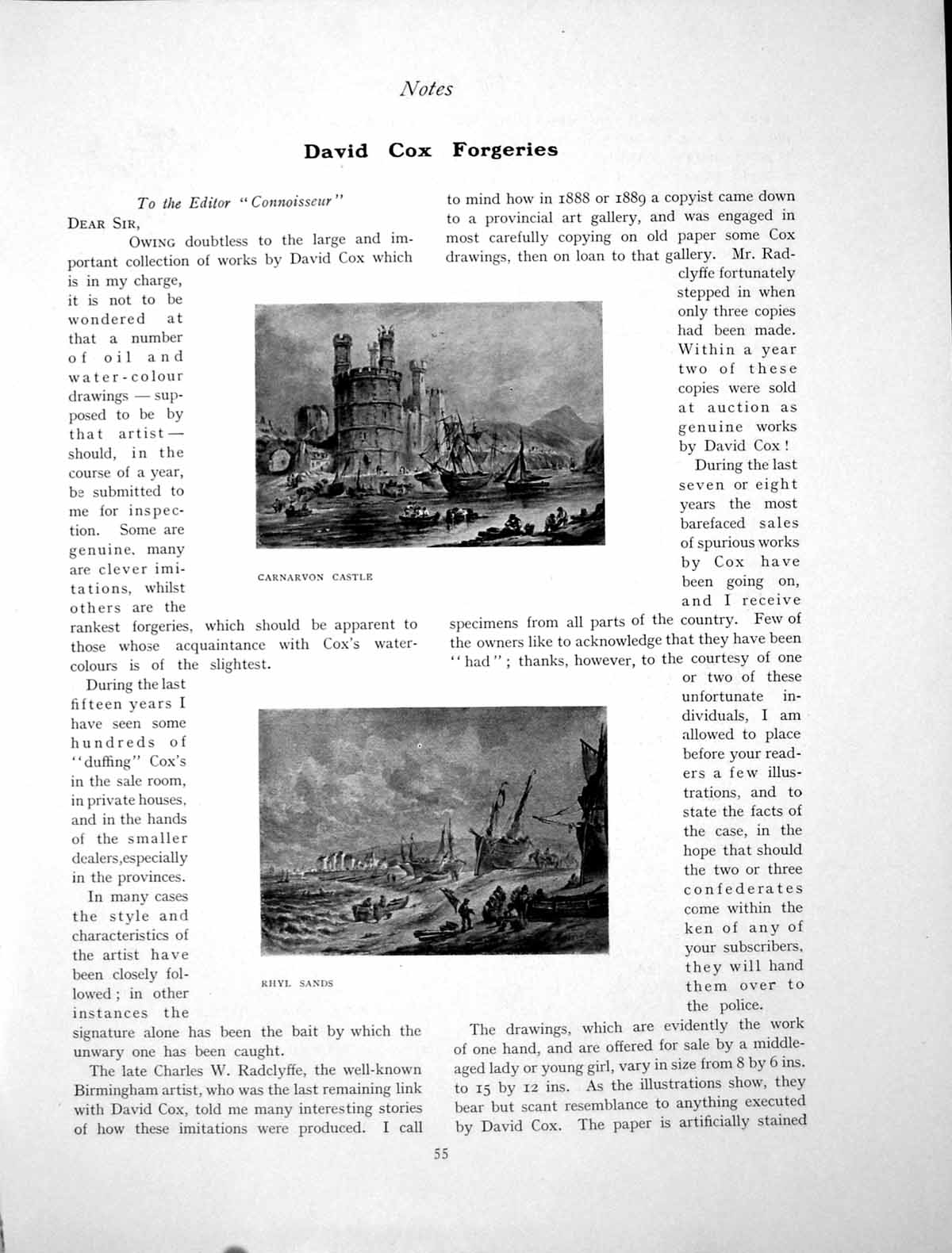 Antique Old Print David Cox Forgeries Carnarvon Castle Rhyl SandsPage 1905