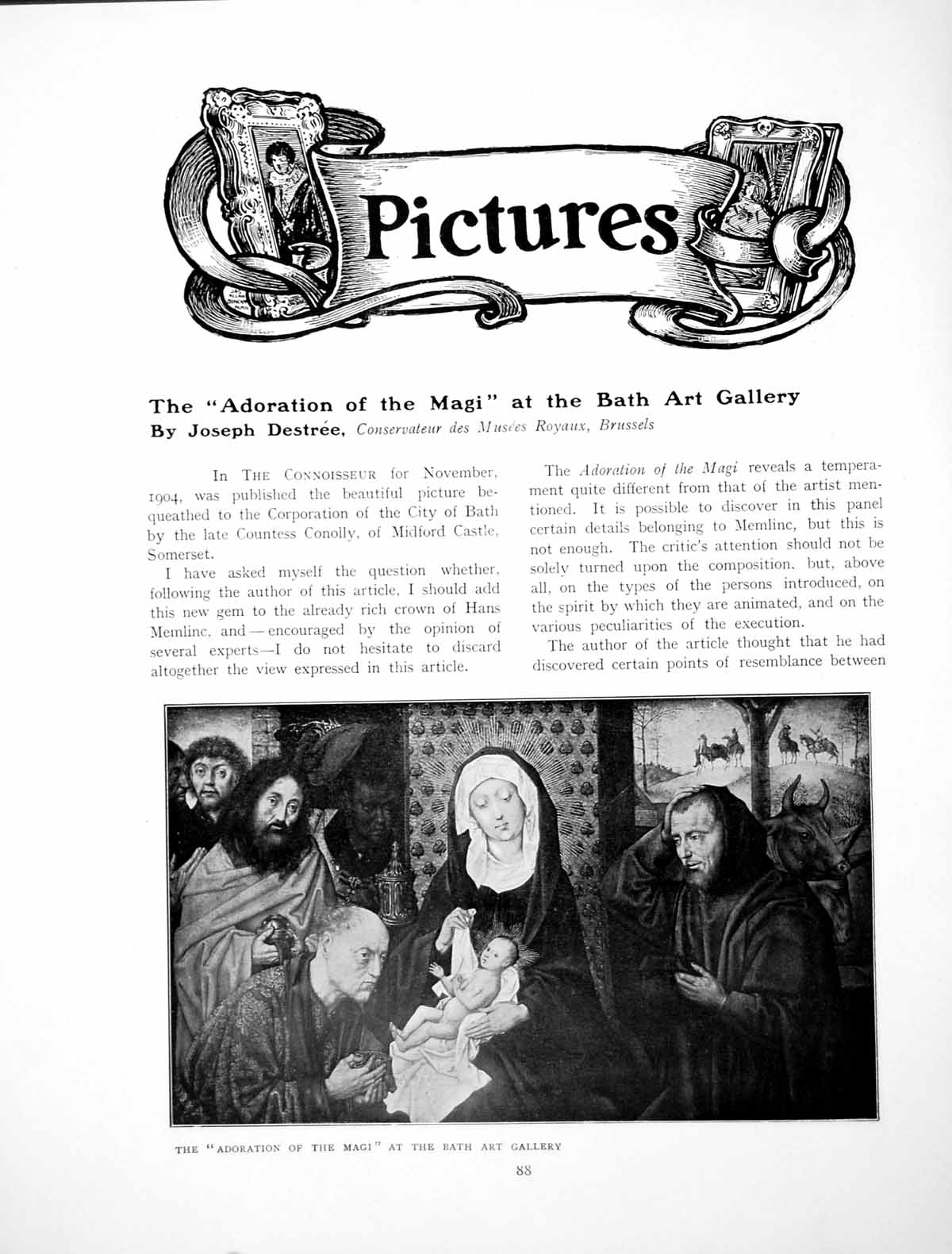 Original Old Antique Print Adoration The Magi At Bath Art GalleryPages 1905