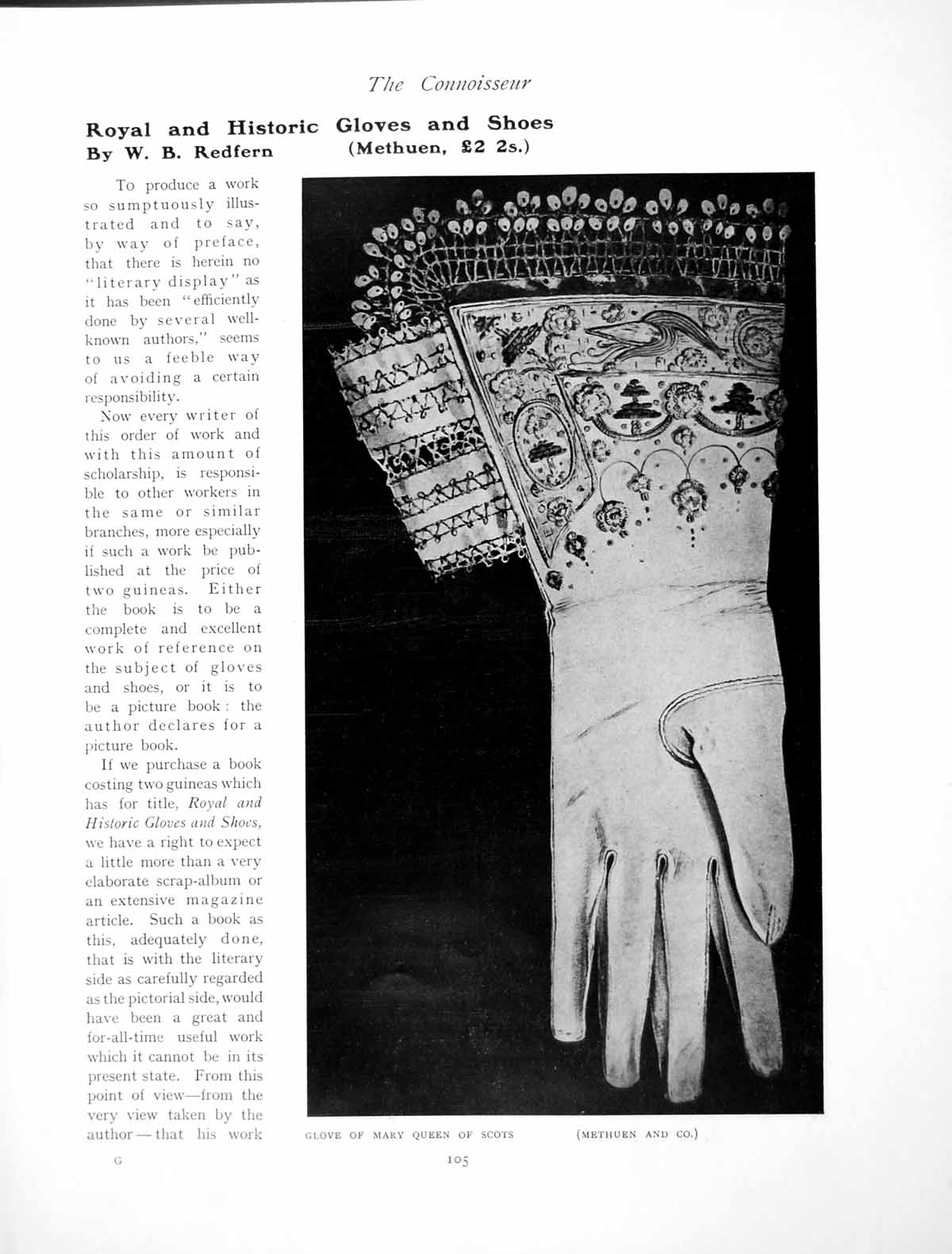 Antique Old Print Royal Historical Gloves Shoes Mary Queen ScotsPages 1905