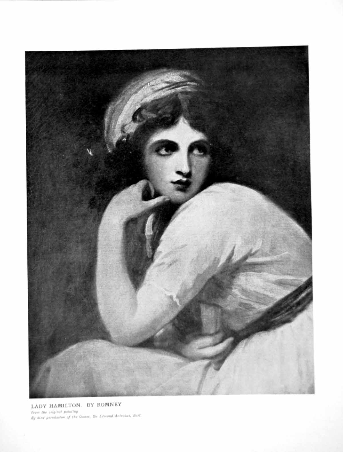 Original Old Antique Print Lady Hamilton By Romney From The Painting 1905 20th