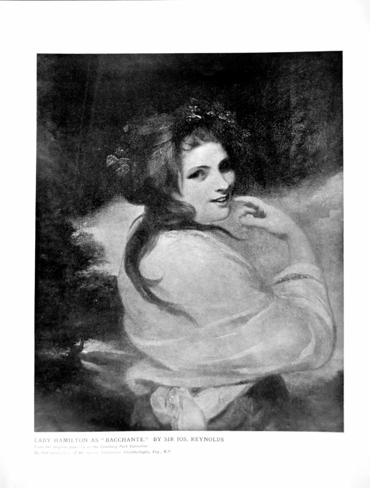 Original Old Antique Print Lady Hamilton As Bacchante By Sir Joshua Reyns 1905