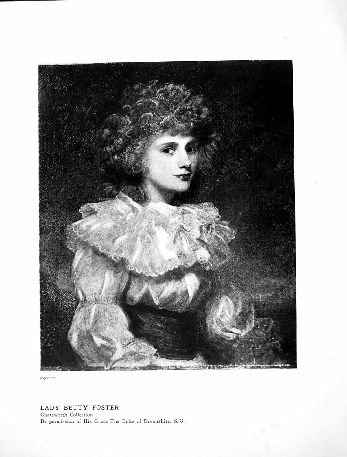 Original Old Antique Print Lady Betty Foster Chatsworth Collection Reyns 1905