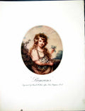 Antique Old Print Primroses Young Lady Flowers Engraved Charles Wilkin 1905