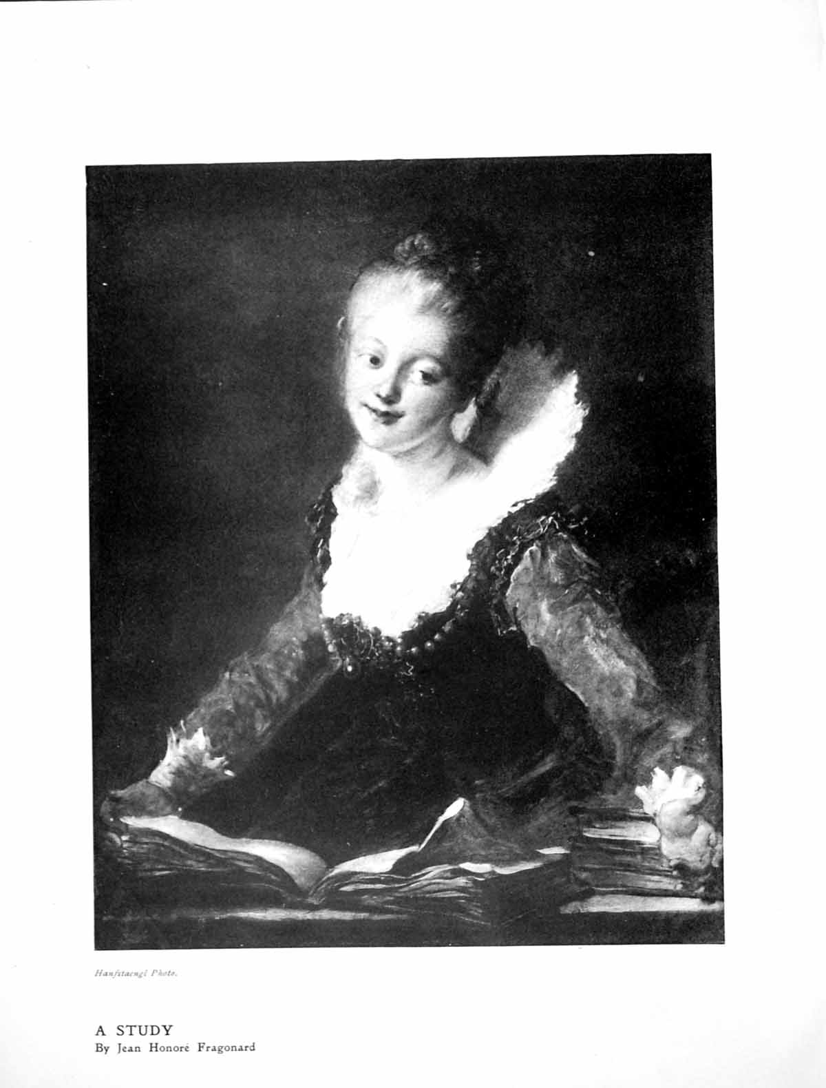 Antique Old Print A Study Jean Honores Fragonard Lady Large Collar Book 1905