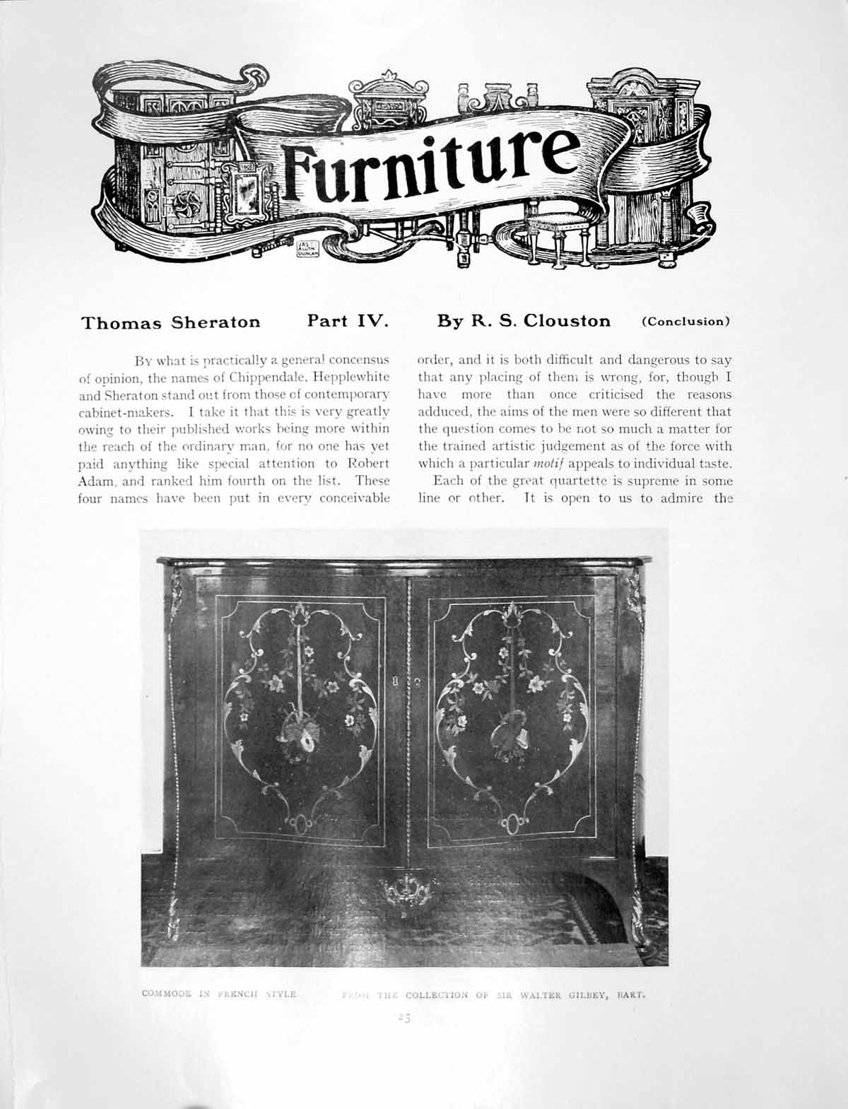 Antique Old Print Thomas Sheraton Furniture Commode French StylePages 1906