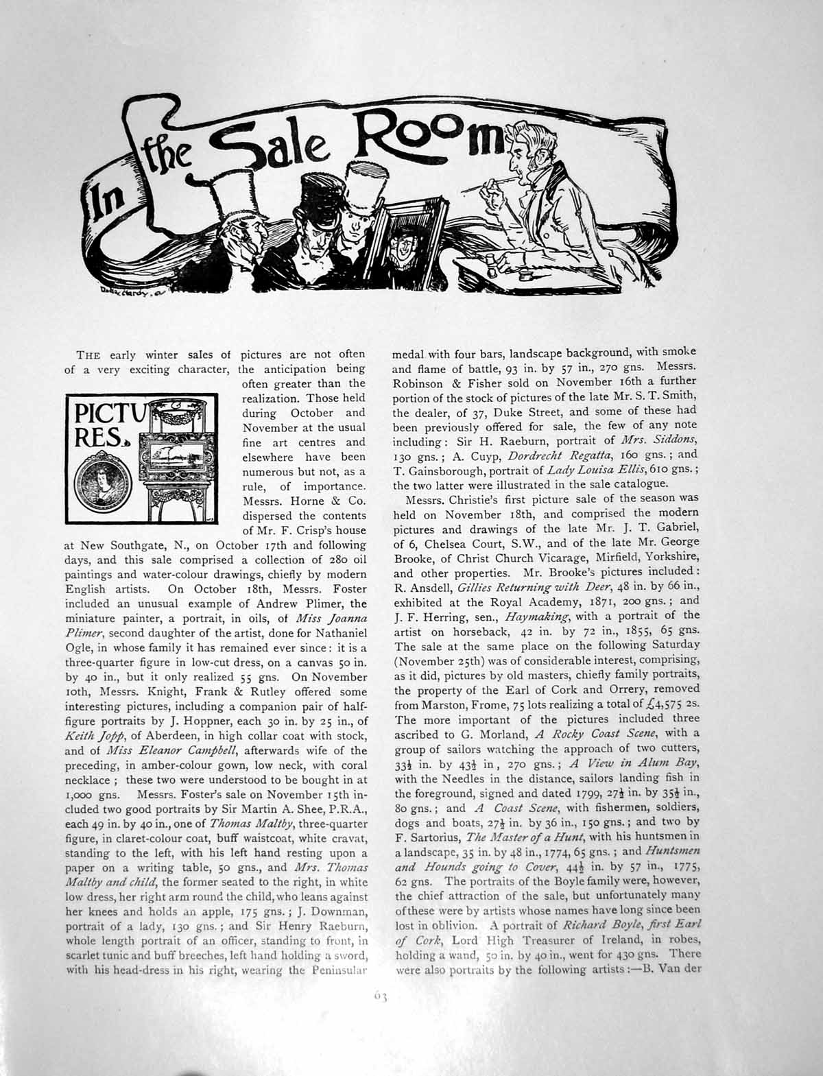 Antique Print Sale Room Men Top Hats Auctioneer Pictures BooksPages 1906