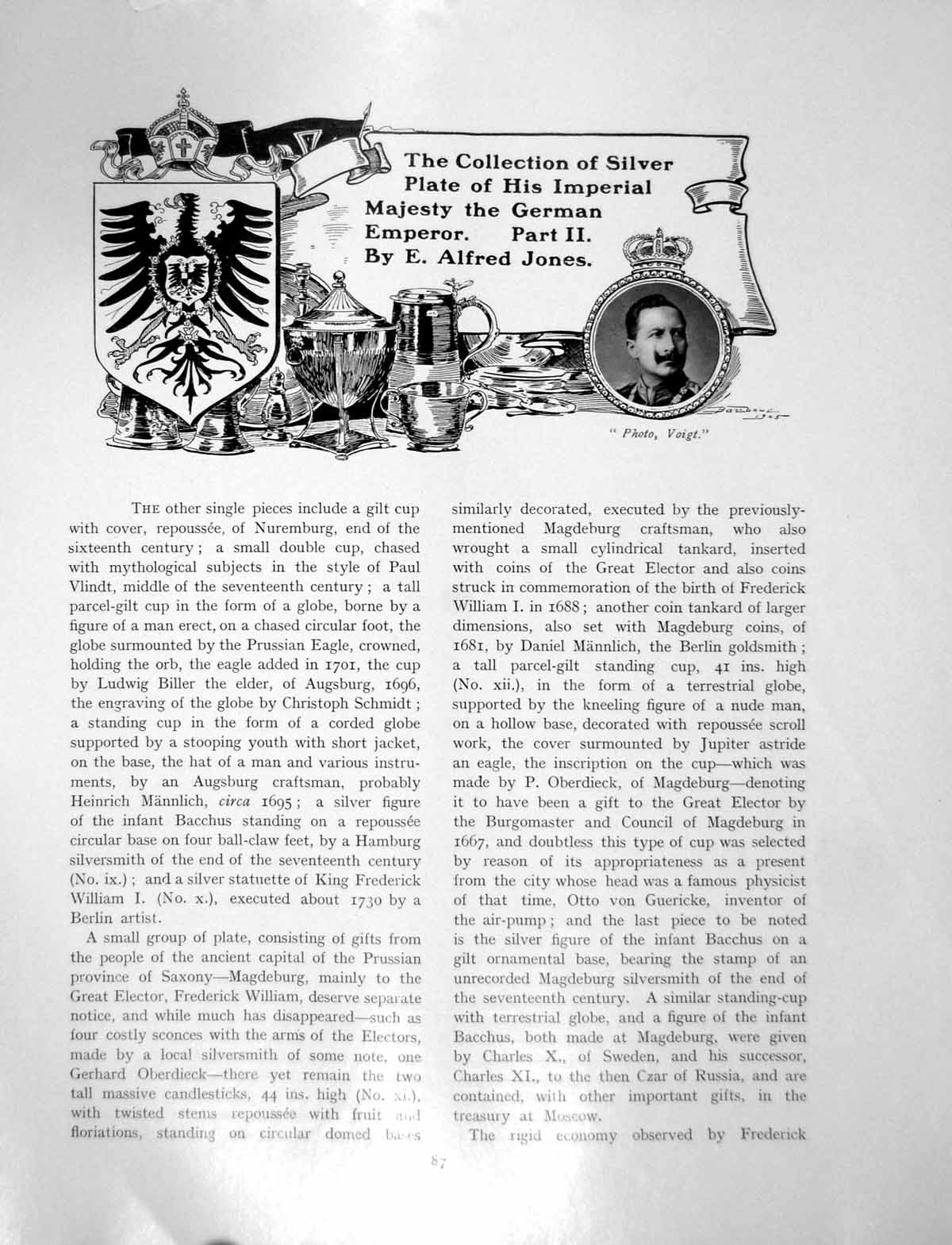 Antique Old Print Silver Plate Imperial Majesty German EmperorPages 1906