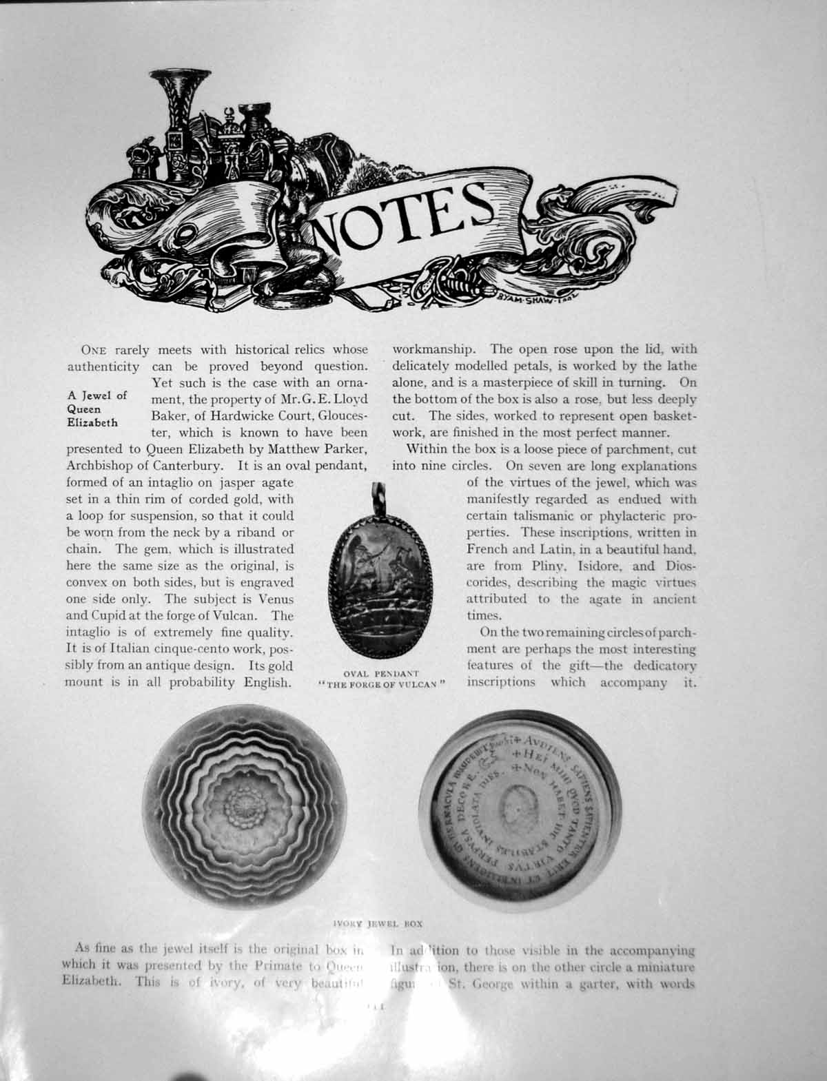 Old Print Notes Jewel Queen Elizabeth Pontefract Siege CoinPages 1906
