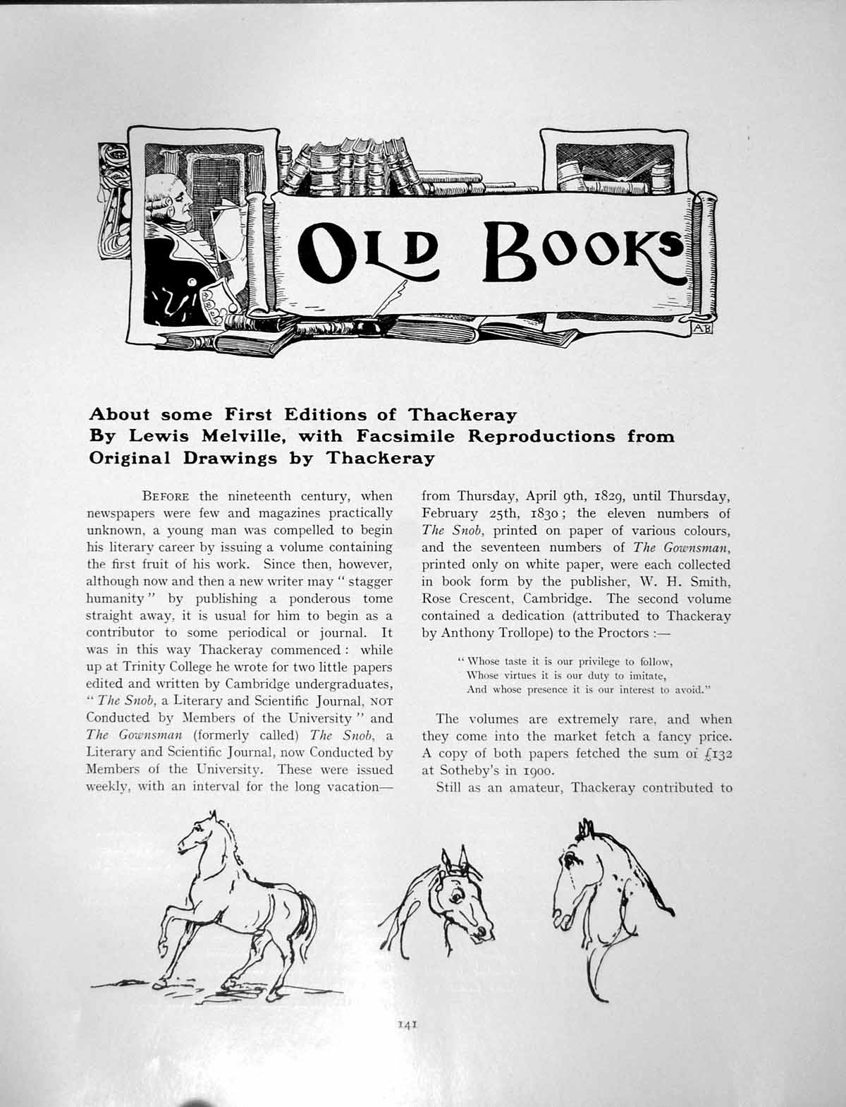 Antique Print Some First Editions Thackeray Facsimile DrawingsPages 1906