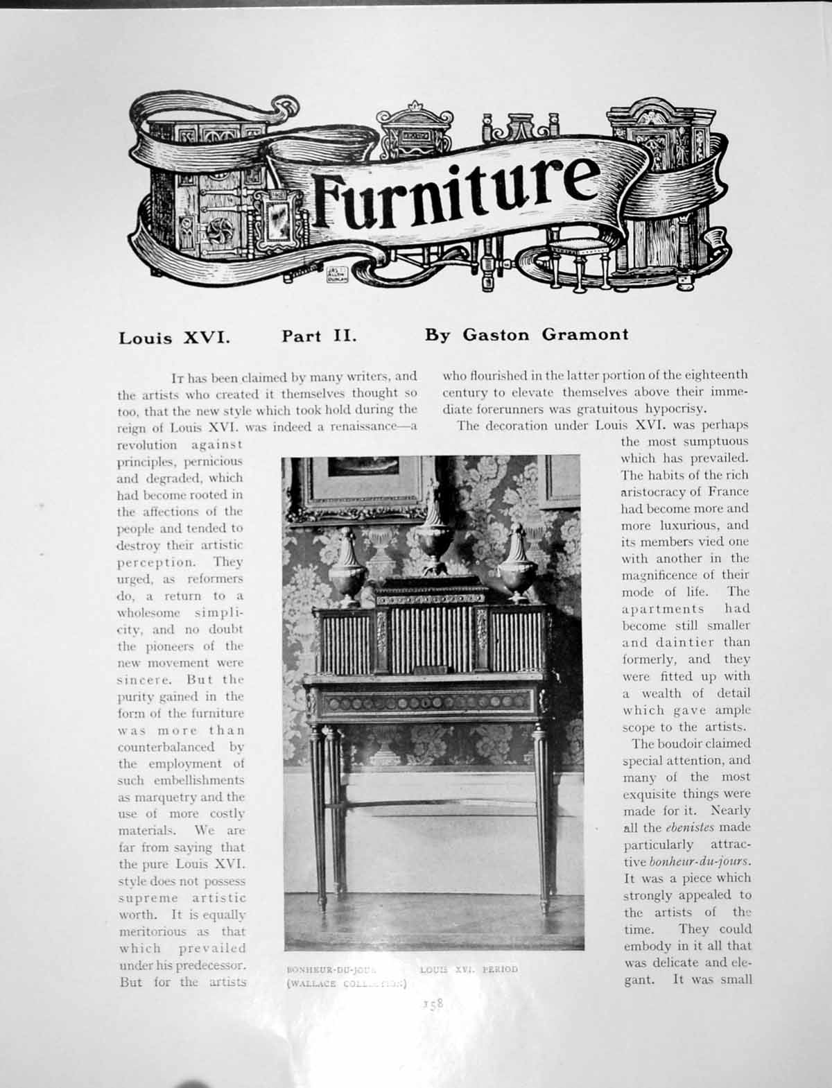 Antique Old Print Louis Xvi Bonheur-Du-Jour Armchair Music StandPages 1906