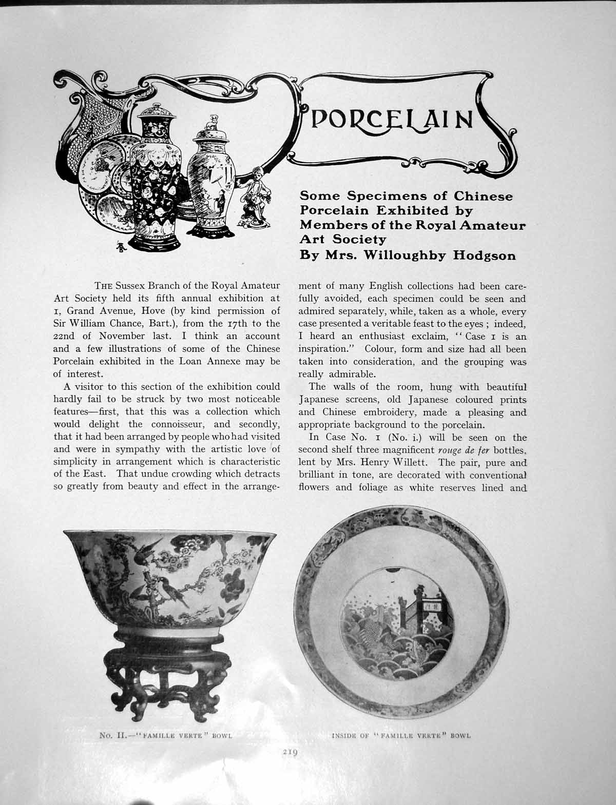 Old Chinese Porcelain Exhibited Members Roy. Am. Art Soc.Pages 1906