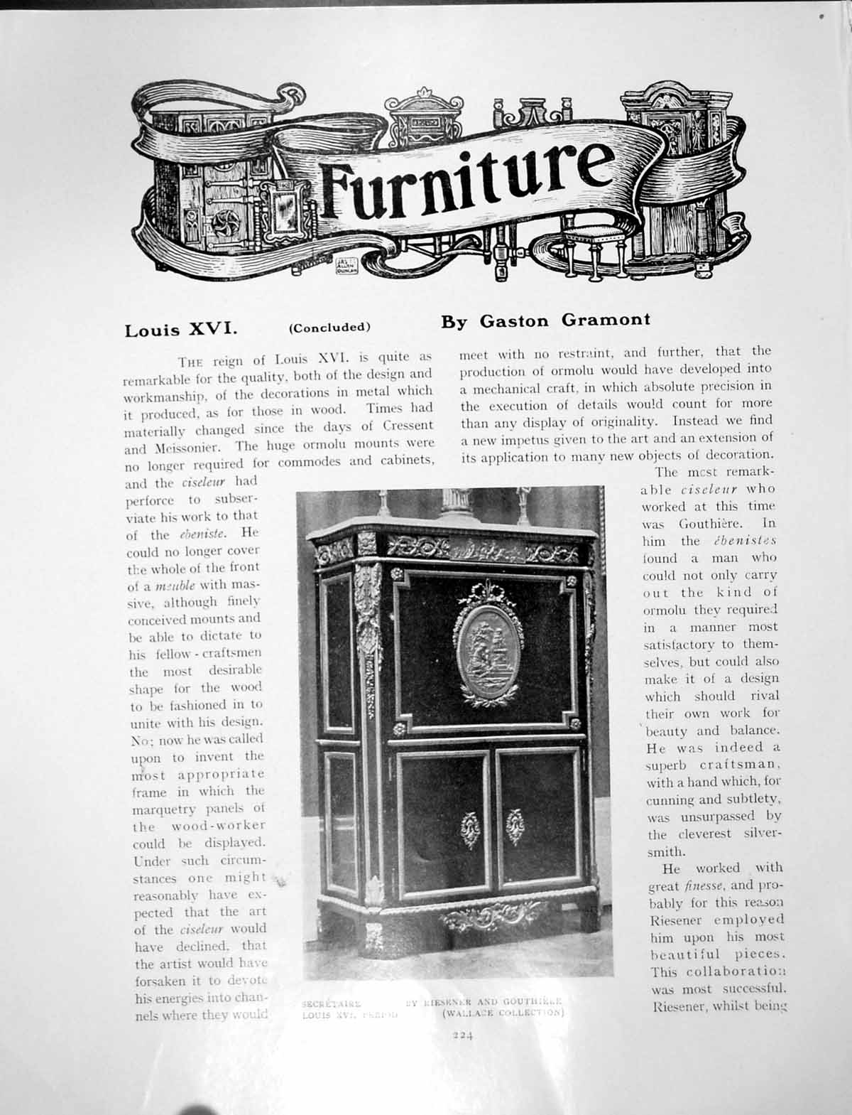 Antique Print Luis Xvi Furniture Concluded Secretaire CommodePages 1906