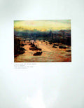 Antique Old Print London From The Tower Bridge Wl Wyllie Sunset Boats 1906 20th