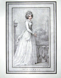 Old Antique Print Mrs Tickell White Dress Background Pale Balustrade 1906 20th