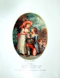 Antique Old Print Pity Young Man Kneeling Nestlings In Hat Lady Children 1906