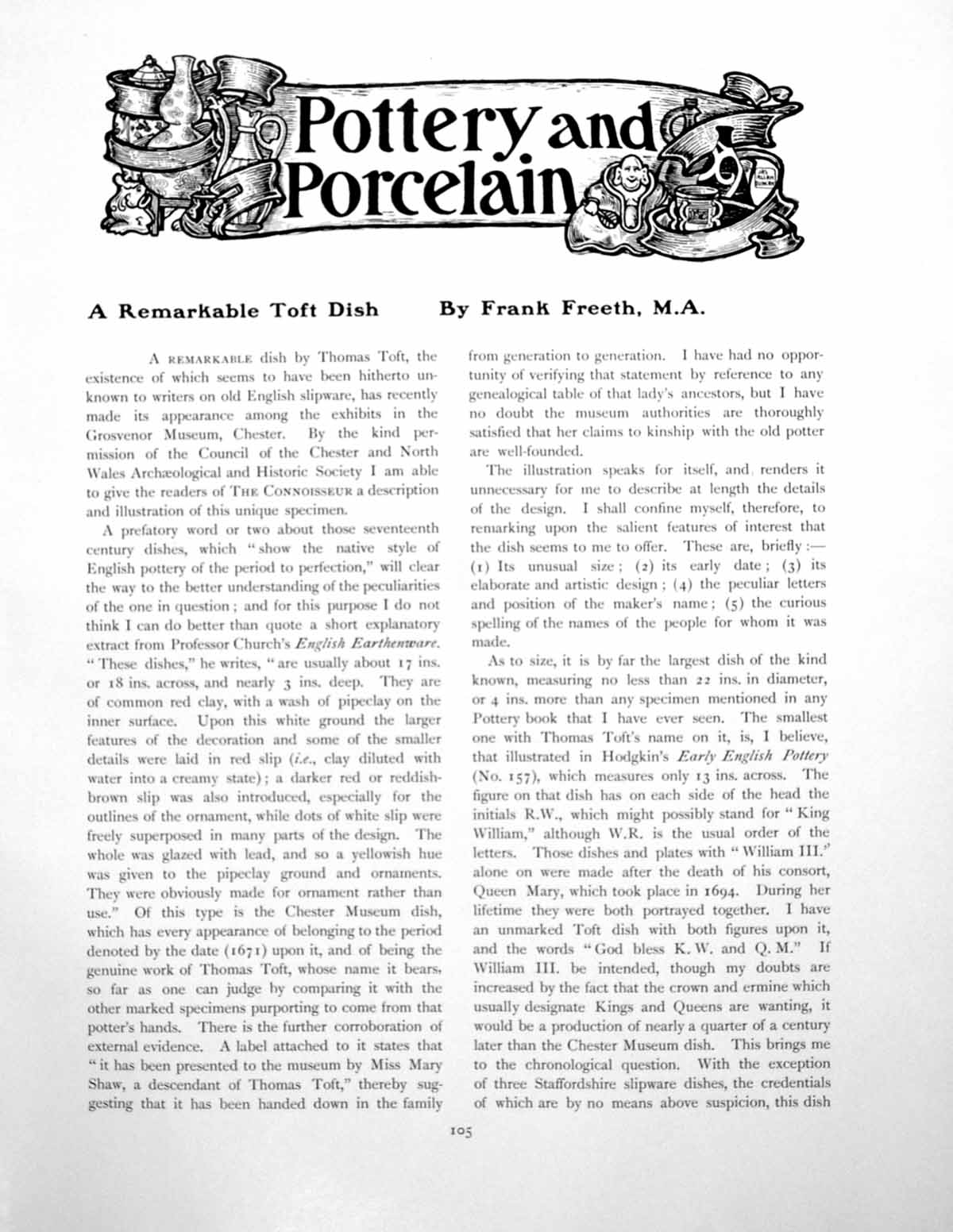 Antique Old Print Pottery And Porcelain A Remarkable Toft DishPages 1906