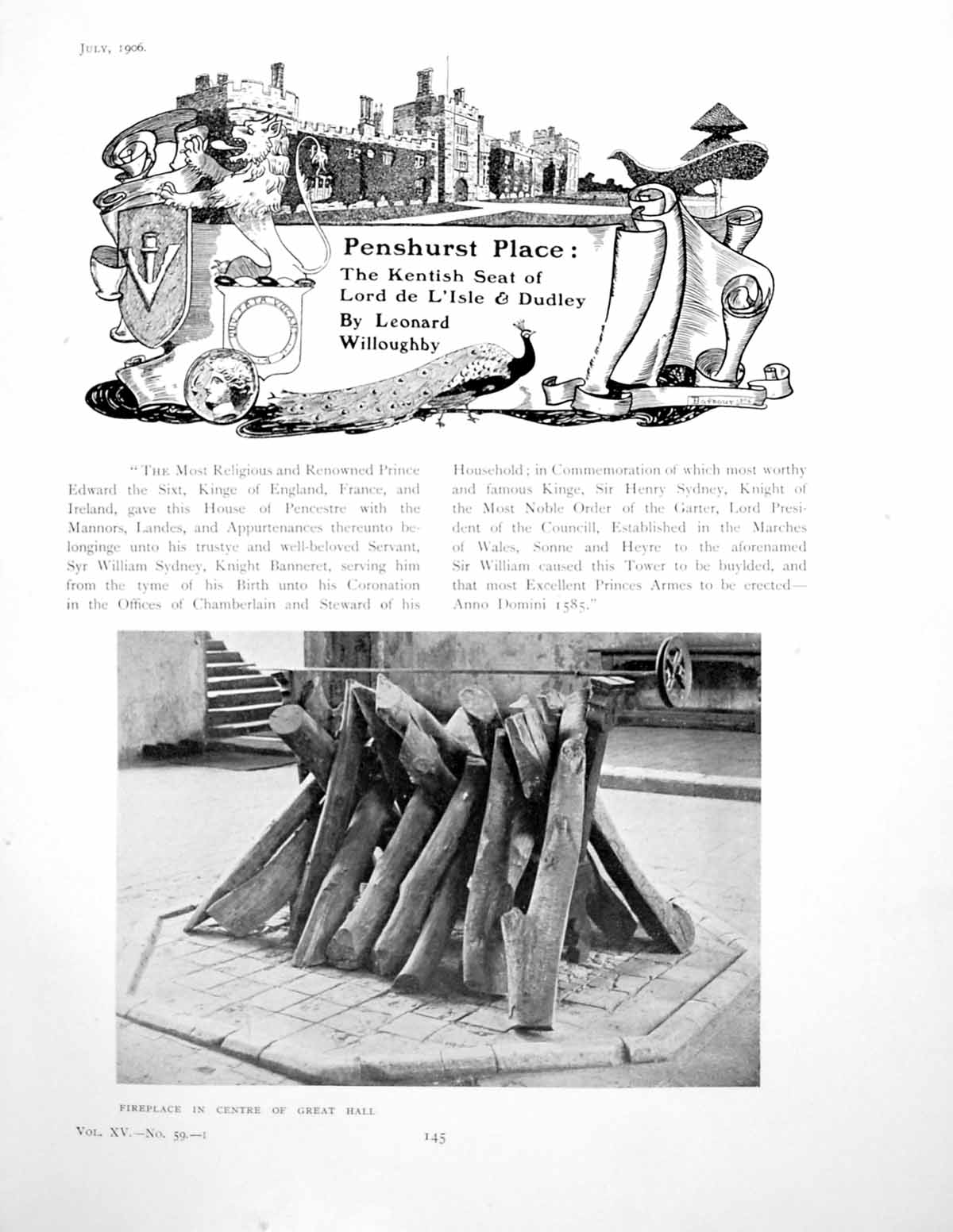 Old Penshurst Place Kentish Seat Lord De L'Isle & DudleyPages 1906
