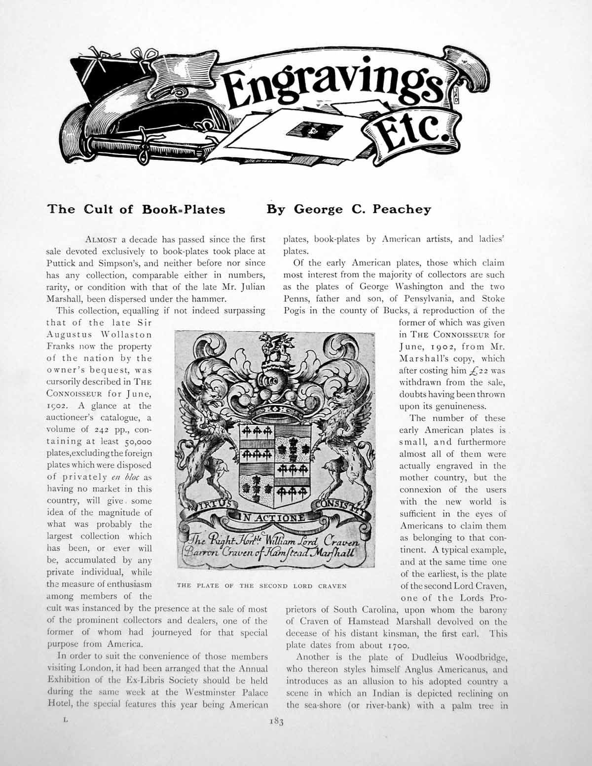 Antique Old Print The Cult Book-Plates Arabella Baker Henry PacePages 1906