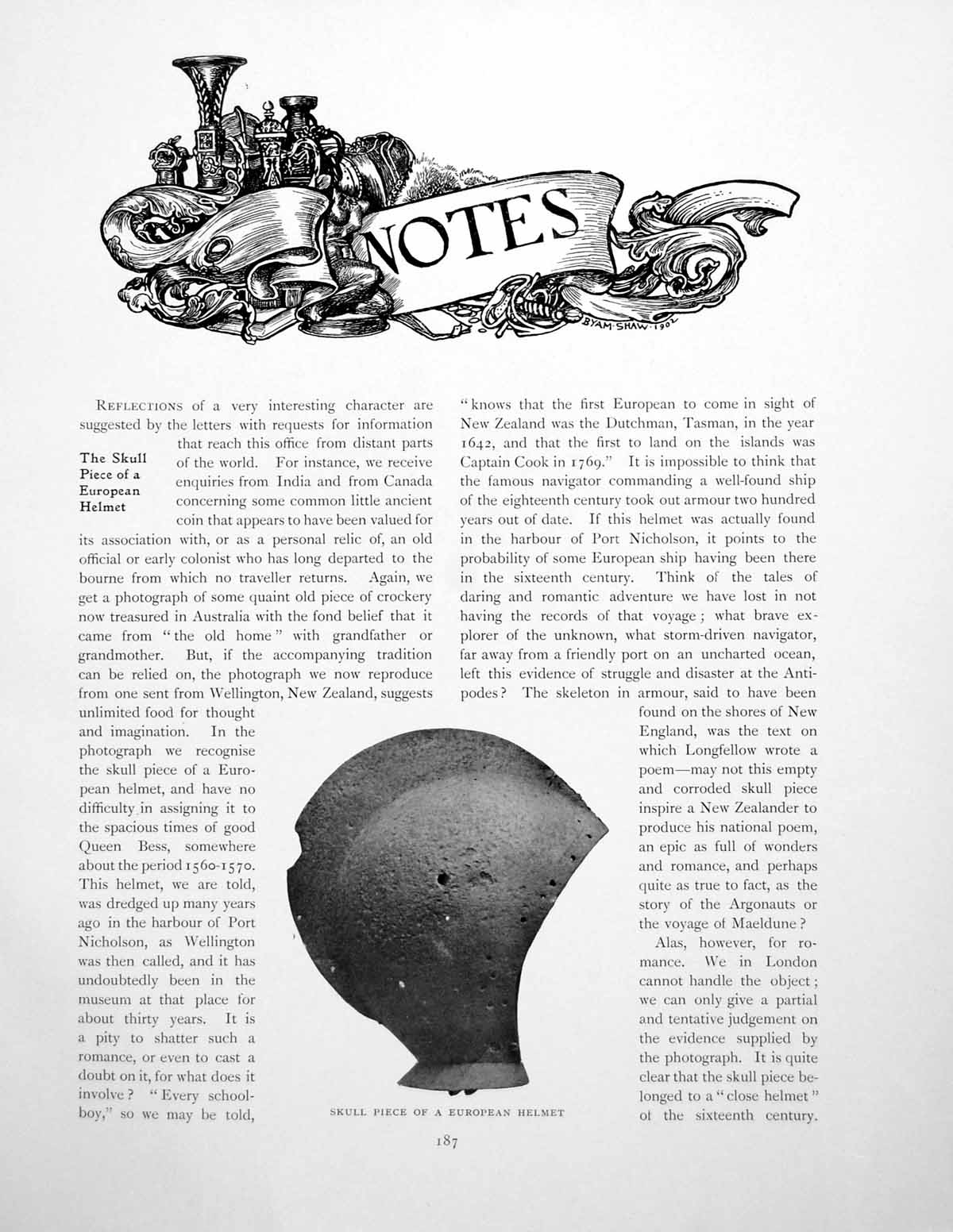 Antique Old Print Notes Skull Piece European Helmet Flaxman VasePages 1906