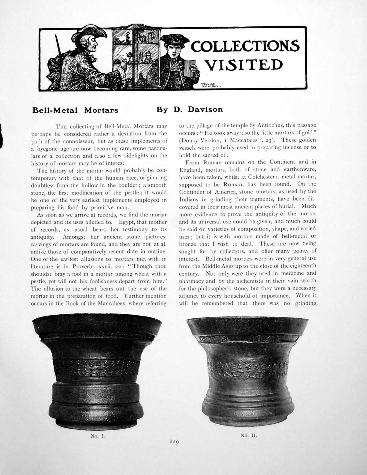 Antique Old Print Bell-Metal Mortars English Early Flemish DutchPages 1906