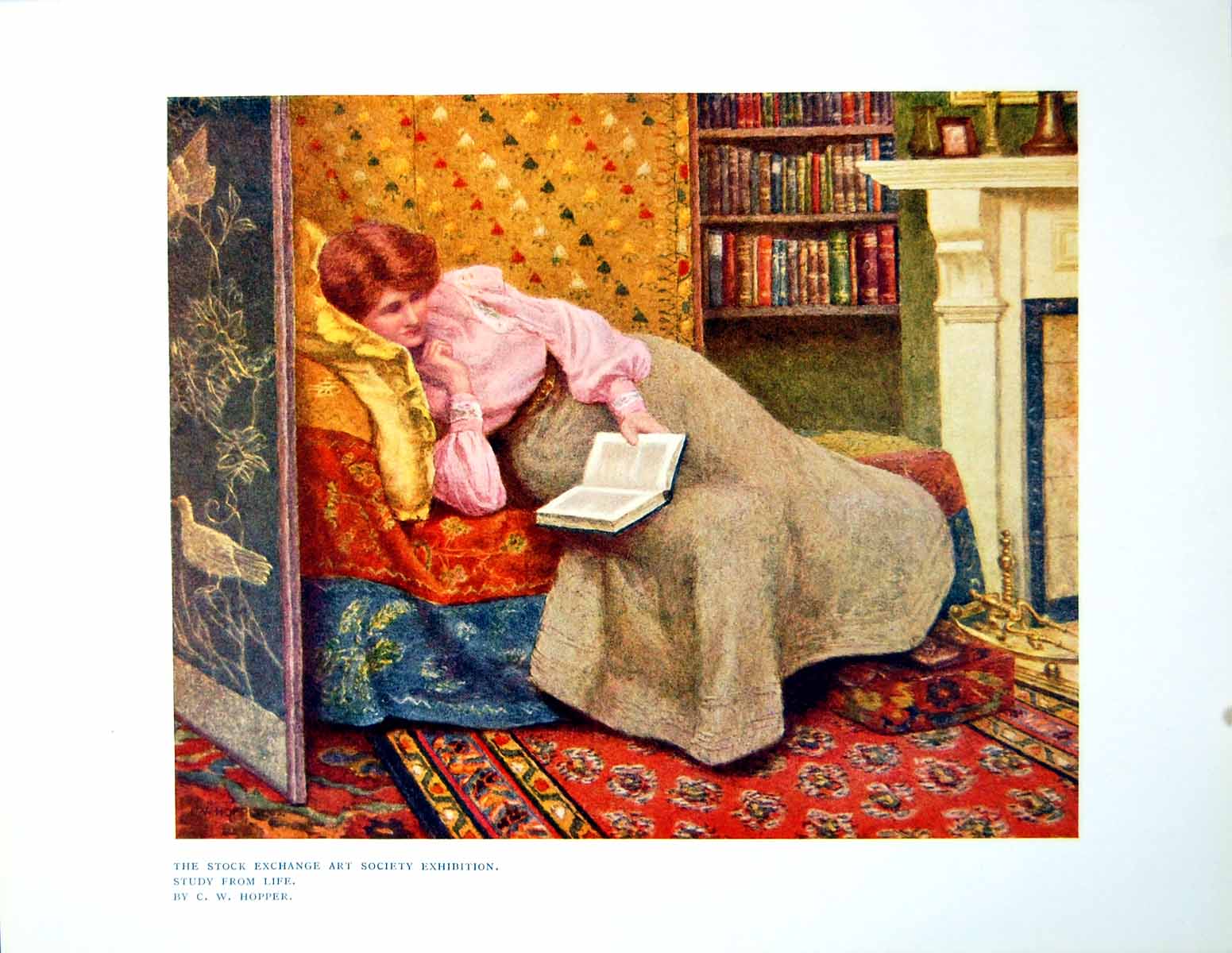 Antique Old Print Stock Exchange Art Society Exhibition Study From Life 1906