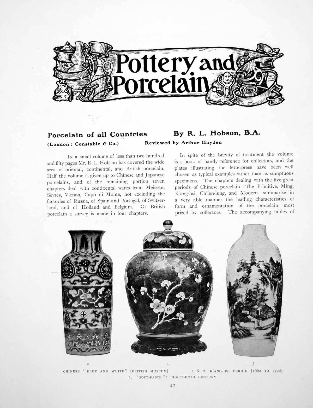 Antique Old Print Porcelain All Countries Chinese Blue And WhitePages 1906