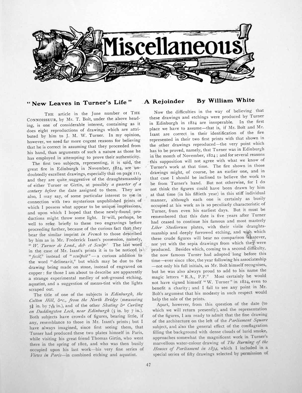 Antique Old Print New Leaves In Turners Life A Rejoinder SkatingPages 1906