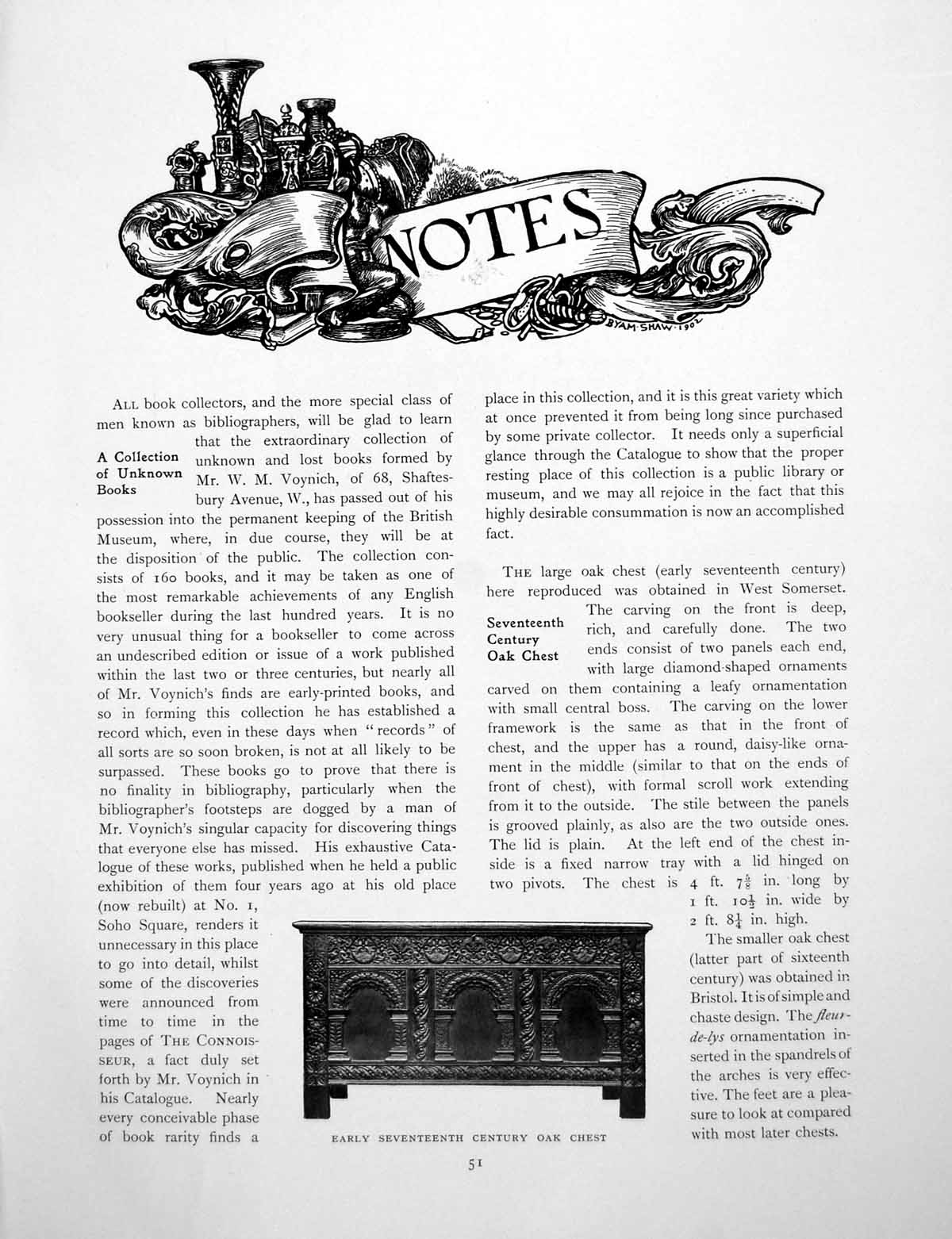 Antique Old Print Notes Oak Chest Ugadale Brooch Candle LanternsPages 1906