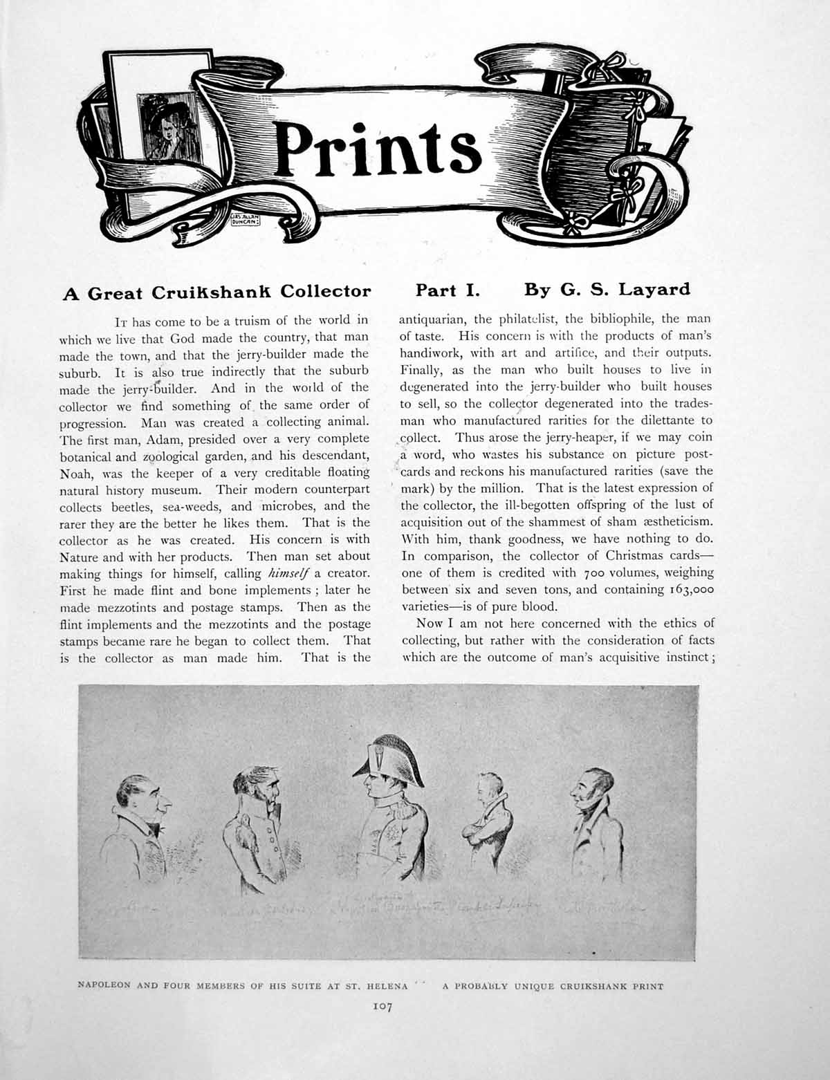 Antique Print A Great Cruikshank Collector Napoleon St HelenaPages 1906