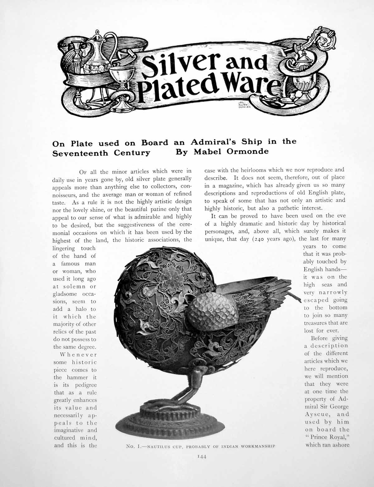 Old Print Plate Used On Board An Admirals Ship In The C17ThPages 1906