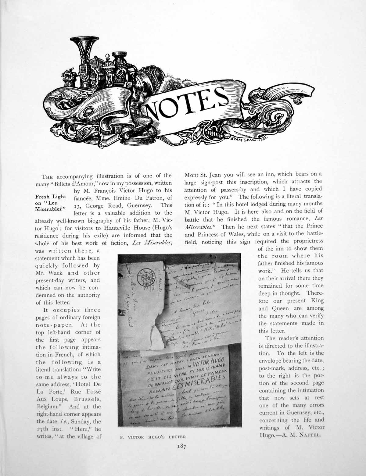 Old Notes F Victor Hugo'S Letter Chinese Vase Oak ChestPages 1906